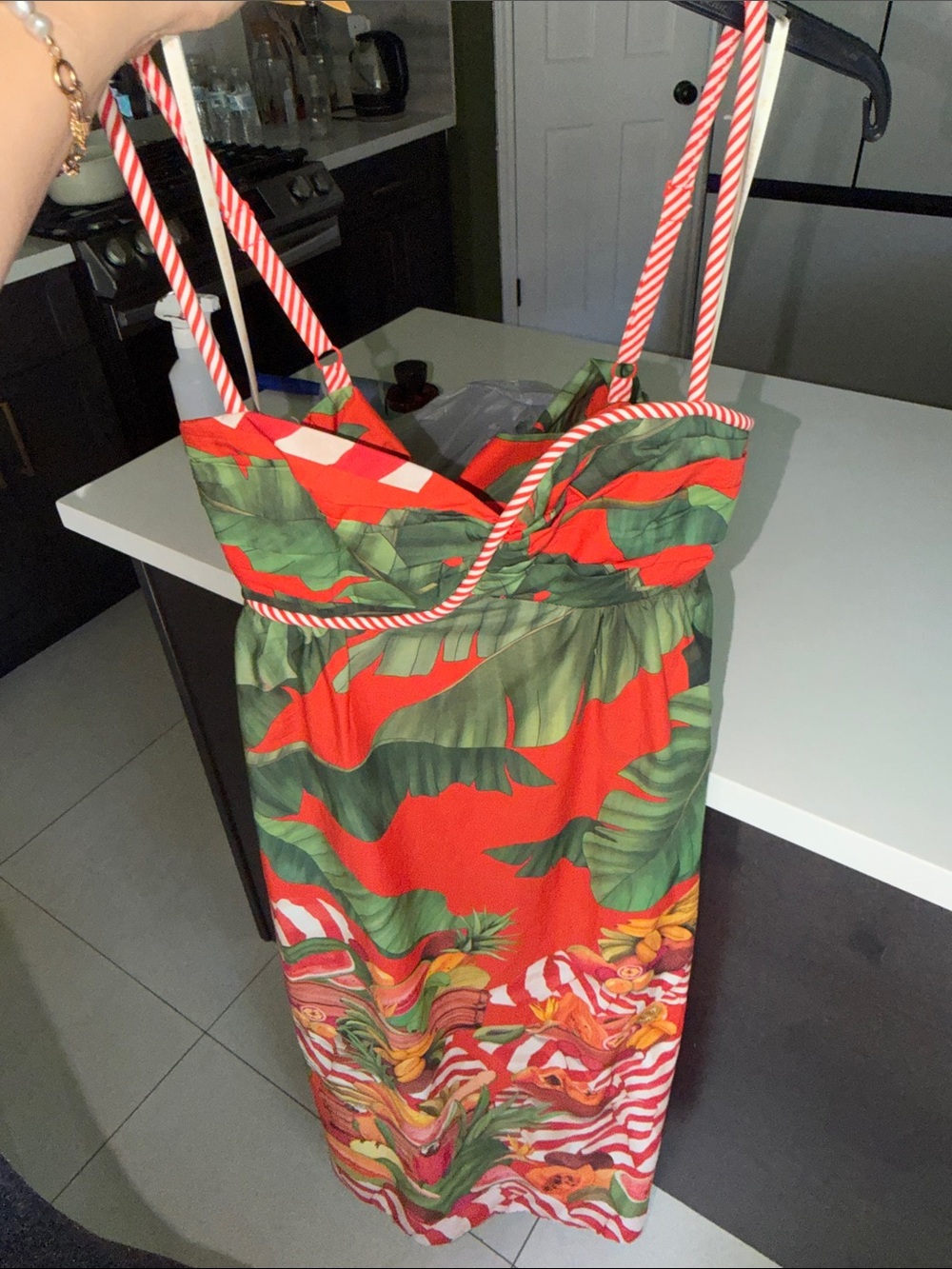 FARM Rio Girls Red and Green Tropical-Print Sundress